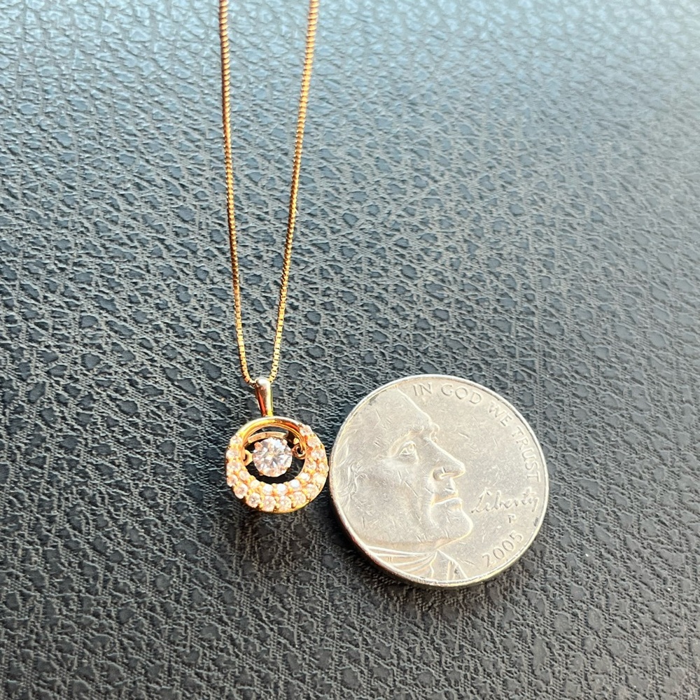 18k Solid Japan Rose Gold Diamond Pendant Necklace